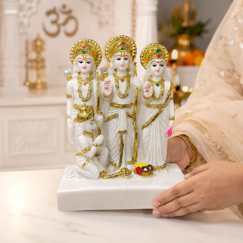 Ram Darbar Idol: Premium Glossy Marble Finish with Gold Detailing