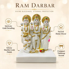 Ram Darbar Idol: Premium Glossy Marble Finish with Gold Detailing