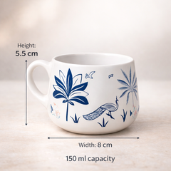 Blue Peafowl Ceramic Tea Cup Set of 6