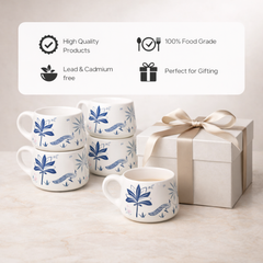 Blue Peafowl Ceramic Tea Cup Set of 6