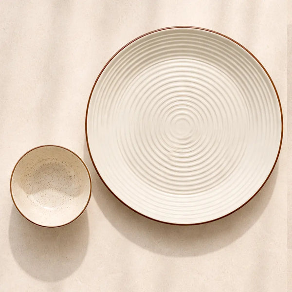 Spiral White Marble Ceramic Dinner Set 12 Piece for Family of 6