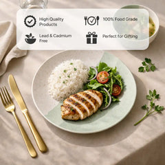 TT Green Matte Ceramic Dinner 6 Full Dinner Plates, 6 Vegetable Bowls Set of 12pcs