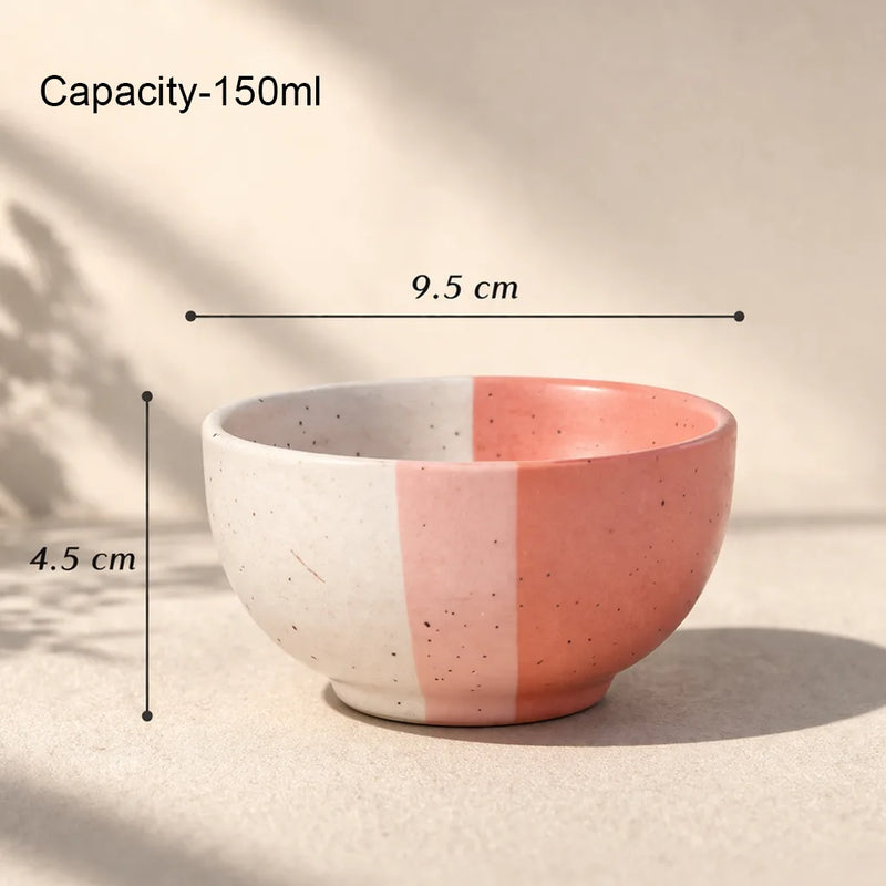 TT Pink Matte Ceramic Dinner Set 12 Piece for Family of 6 Plates and Bowls