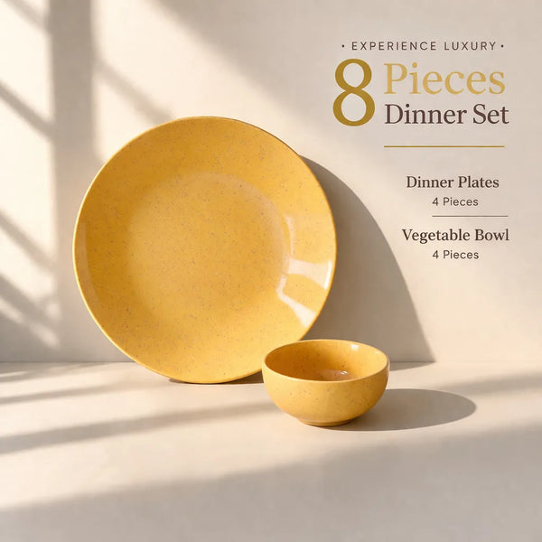 Mustard Marble Ceramic Dinner Set - 8 Pieces