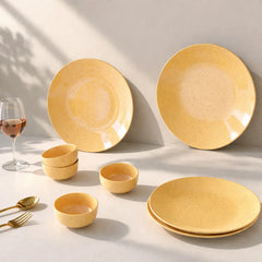 Mustard Marble Ceramic Dinner Set - 8 Pieces