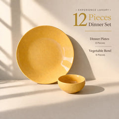 Mustard Marble Ceramic Dinner Set - 12 Pieces