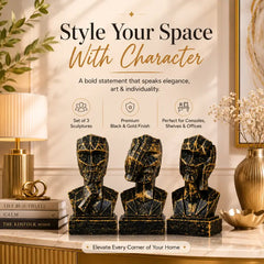 Geometric Mindful Thinker Sculpture Trio