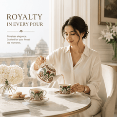 Peagal Ceramic Tea Set With 6 Cups and Kettle