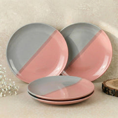Dual Tone Grey Pink Ceramic Dinner Plates (Set of 4) – 10 Inch