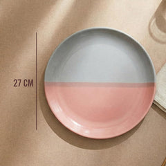 Dual Tone Grey Pink Ceramic Dinner Plates (Set of 4) – 10 Inch