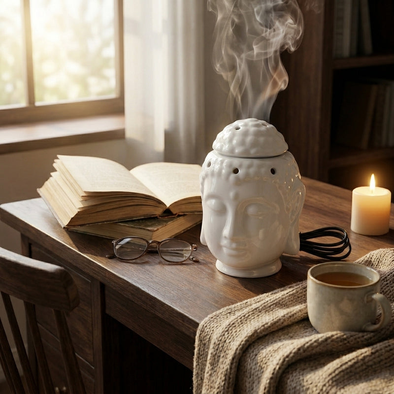 Electric Buddha Ceramic Aroma Diffuser & Fragrance Humidifier – White