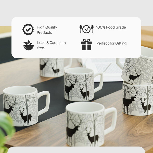 Forest Stag Tea Cup Set Of 6 - The Earth Store - Tea Cups