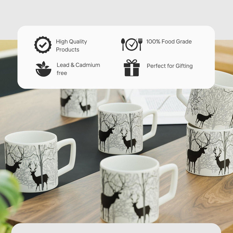 Forest Stag Tea Cup Set Of 6 - The Earth Store - Tea Cups