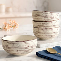 Brown Spiral Ceramic Snack Bowl Set Of 4
