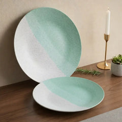 Tritone Green Matte Ceramic Set of 2 Dinner Plates