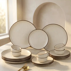 Spiral White 18-Piece Ceramic Dinner Set For 6