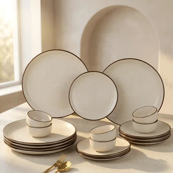Spiral White 18-Piece Ceramic Dinner Set For 6