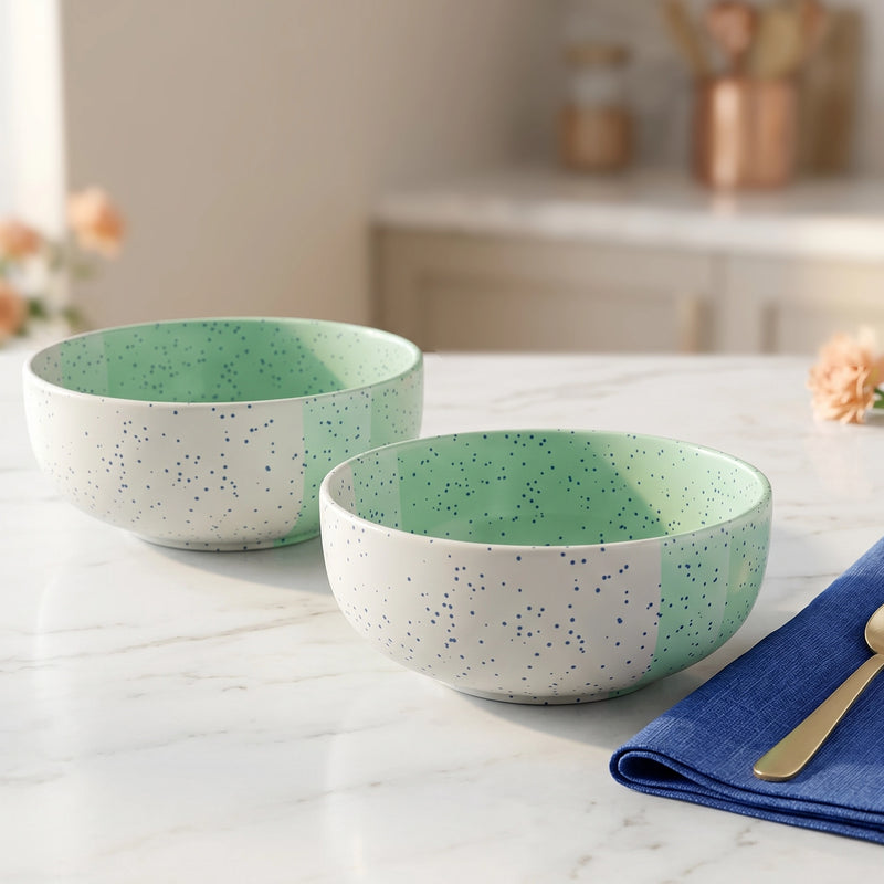 TT Green Ceramic Bowl Set Of 2