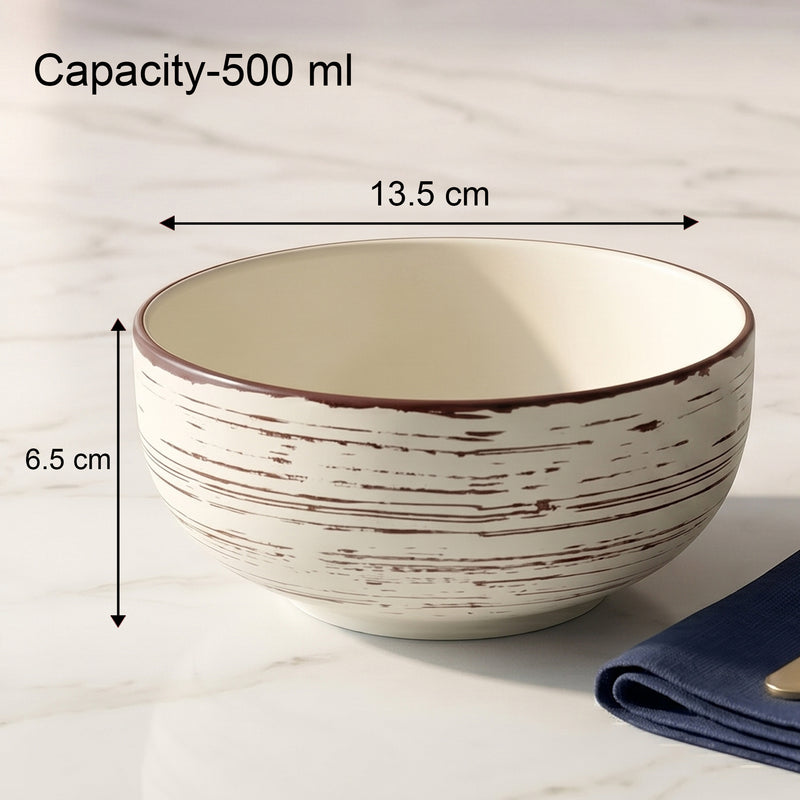 Brown Spiral Ceramic Snack Bowl Set Of 4