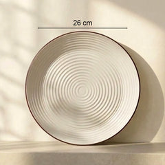 Spiral White Ceramic Dinner Set 12 Piece for Family of 4