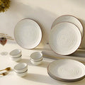 Spiral White Marble Ceramic Dinner Set 12 Piece for Family of 6