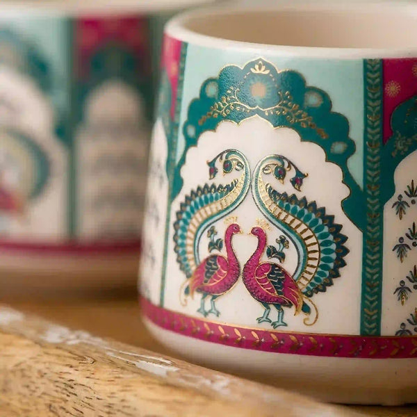 Peagal Ceramic Tea Set With 6 Cups and Kettle