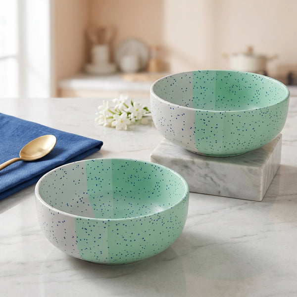 TT Green Ceramic Bowl Set Of 2