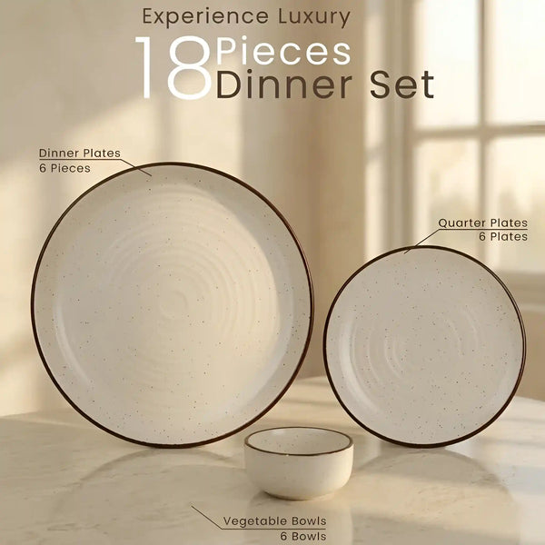 Spiral White 18-Piece Ceramic Dinner Set For 6