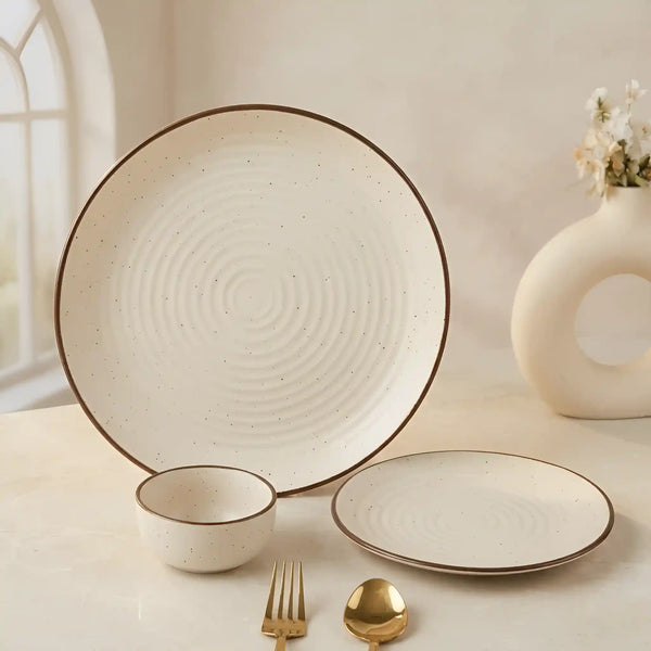 Spiral White 18-Piece Ceramic Dinner Set For 6