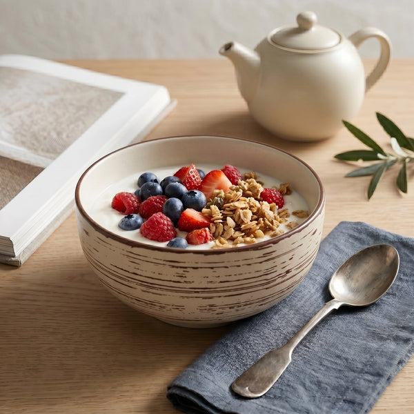 Brown Spiral Ceramic Snack Bowl Set Of 4