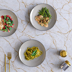 Glossy Grey Marble Ceramic Set of 4 Dinner Plates - The Earth Store - Dinnerware