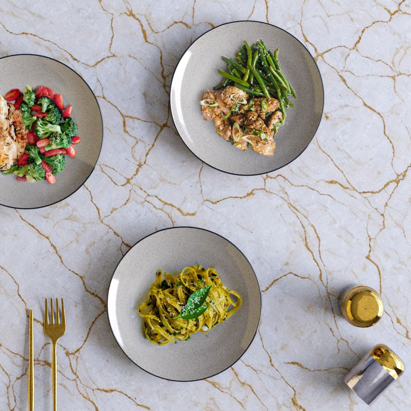 Glossy Grey Marble Ceramic Set of 4 Dinner Plates - The Earth Store - Dinnerware
