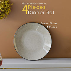 Glossy Grey Marble Ceramic Set of 4 Dinner Plates - The Earth Store - Dinnerware