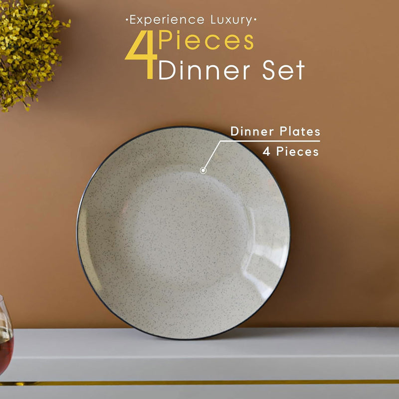 Glossy Grey Marble Ceramic Set of 4 Dinner Plates - The Earth Store - Dinnerware