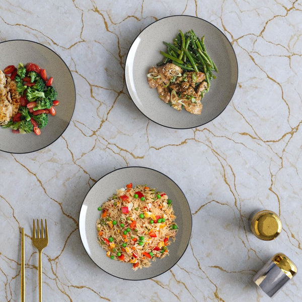 Glossy Grey Marble Ceramic Set of 6 Dinner Plates - The Earth Store - Dinnerware