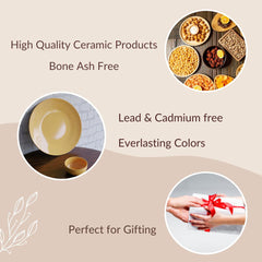 Glossy Mustard Ceramic Dinner Plate with 2 Serving Bowl - The Earth Store - Dinnerware