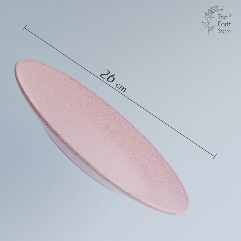 Glossy Pink Ceramic Dinner Plate with 2 Serving Bowl - The Earth Store - Dinnerware
