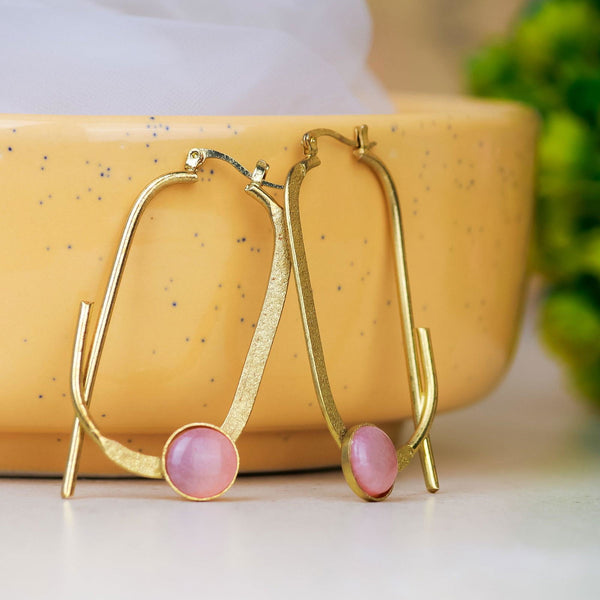 Gold PinkStone Earring - The Earth Store - Fashion Accessories