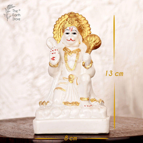Gold White Bajrang - The Earth Store - God Statue