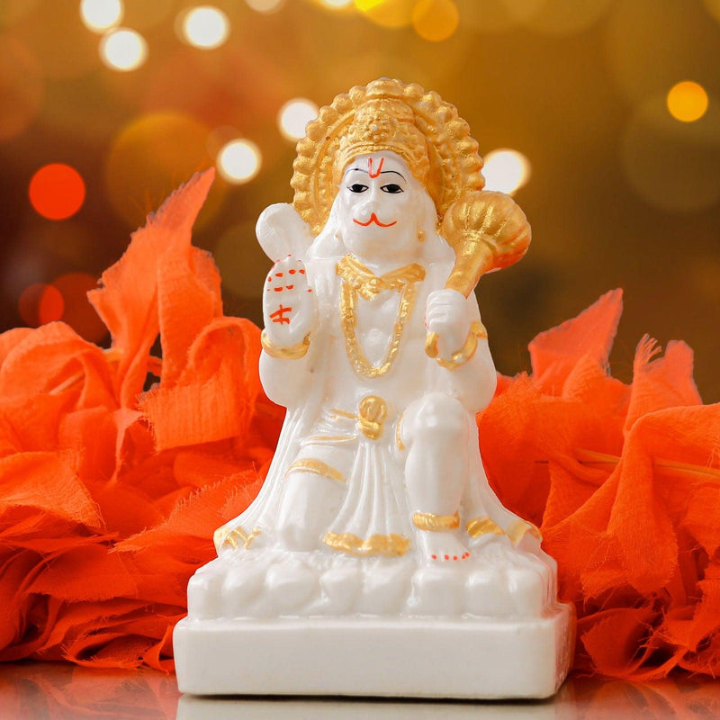 Gold White Bajrang - The Earth Store - God Statue