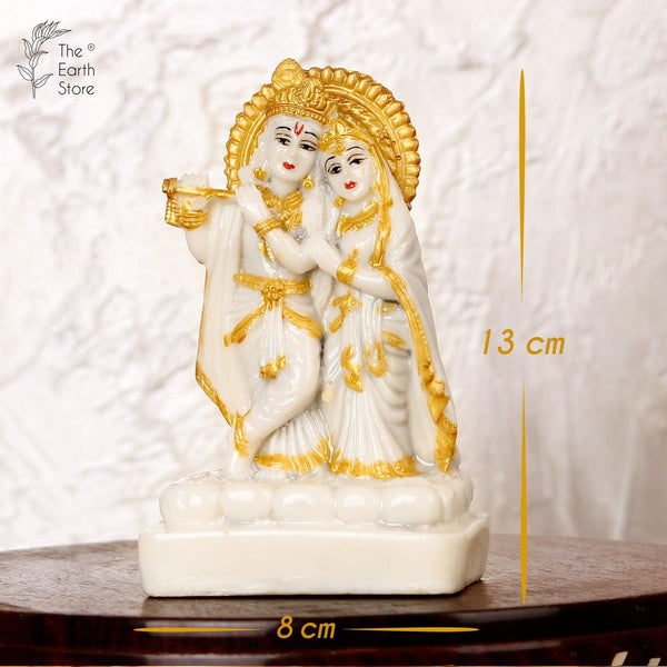 Gold White Radha Krishna - The Earth Store - God Statue