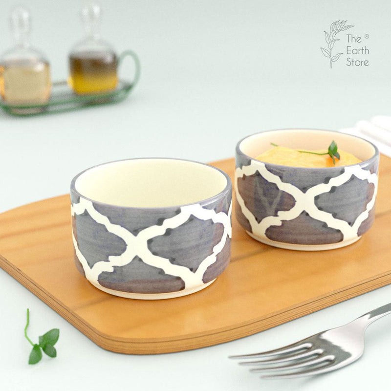Grey Moroccan Dip Bowls (Set of 2) - The Earth Store - platter & dip