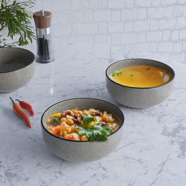 Handcrafted Glossy Grey 2 Ceramic Dinner Plate with 2 Serving Bowl - The Earth Store - Dinnerware