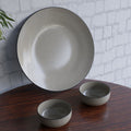 Handcrafted Glossy Grey Ceramic Dinner Plate with 2 Serving Bowl