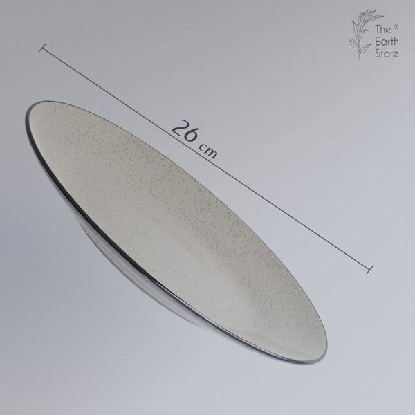 Handcrafted Glossy Grey Ceramic Dinner Plate with 2 Serving Bowl - The Earth Store - Dinnerware