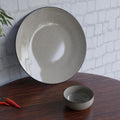 Handcrafted Glossy Grey Ceramic Dinner Plate with Serving Bowl