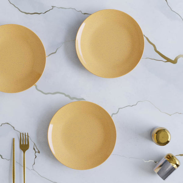 Handcrafted Mustard Marble Ceramic Set of 4 - The Earth Store - Dinnerware