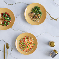 Handcrafted Mustard Marble Ceramic Set of 6 Dinner Plates - The Earth Store - Dinnerware