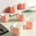 Handcrafted Pink Ceramic Fringe Cups Set (Set of 6)