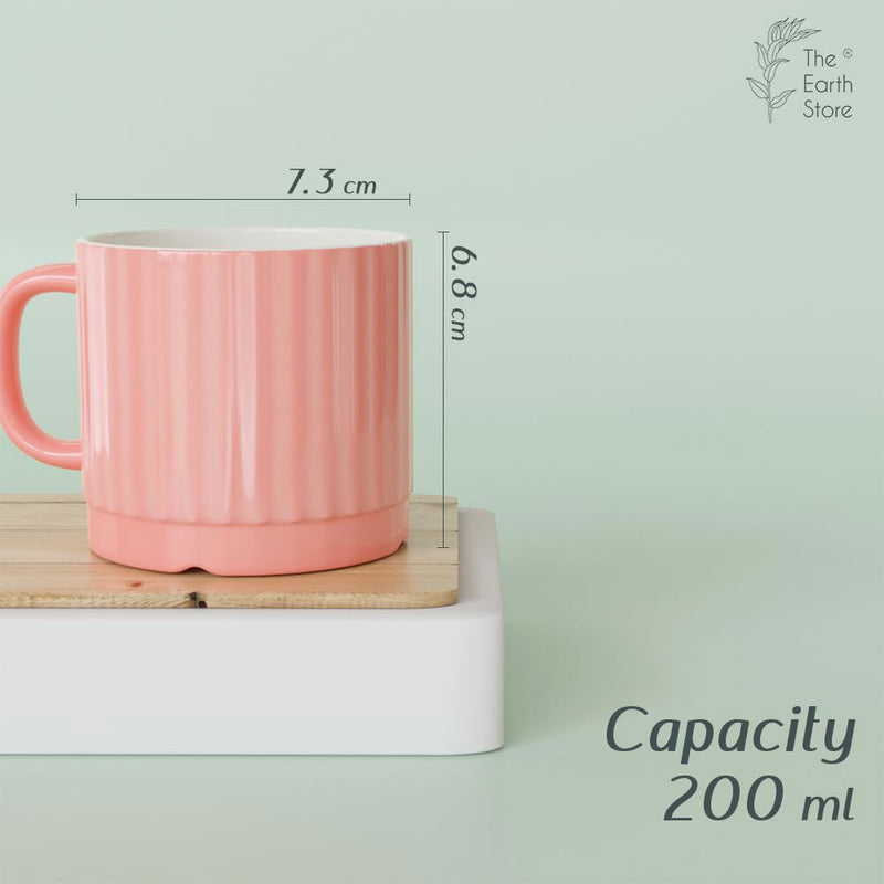 Handcrafted Pink Ceramic Fringe Cups Set (Set of 6) - The Earth Store - Cup Sets